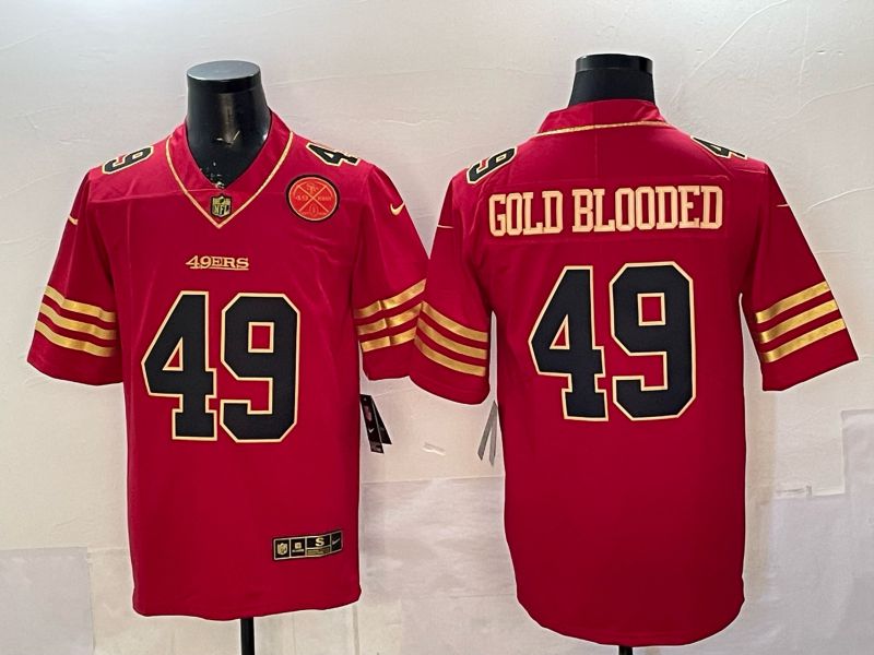 Men 2026 San Francisco 49ers #49 Gold blooded red gold Nike Limited NFL Jersey style 03->san francisco 49ers->NFL Jersey